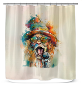 Guitarist's Gleeful Geysers Shower Curtain